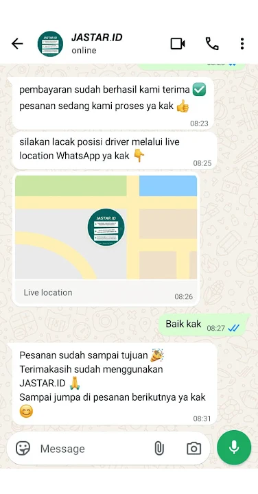 lacak pengantaran real-time