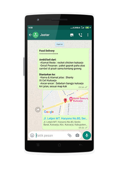 tampilan chat dengan wa admin jastar