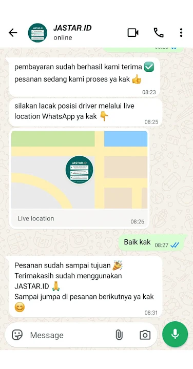 lacak pengantaran real-time