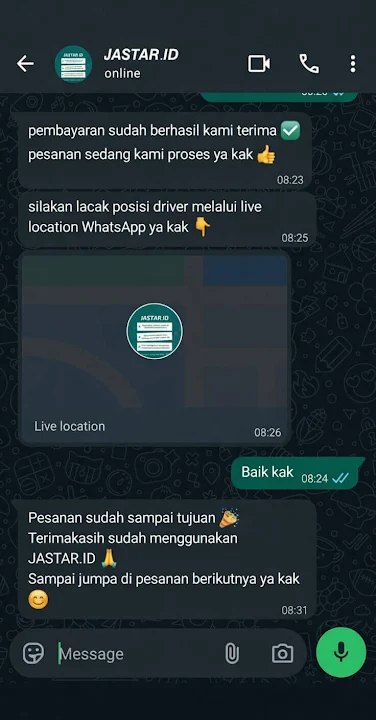 lacak pengantaran real-time